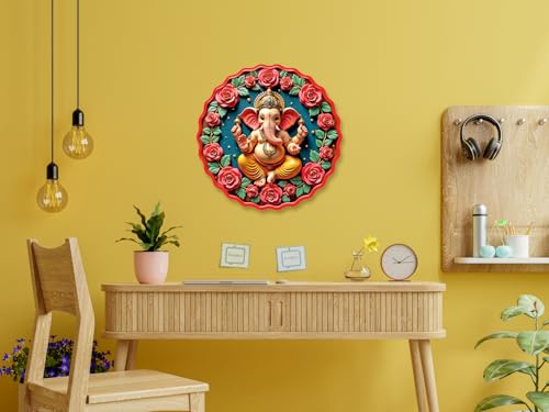 Image of Casa Rica MDF Wooden Wall Art 12x12 Inch | Ganesh Ji Sparkle Laminated Wall Hanging Frame for Living Room, Bedroom, Office & Pooja Room | Modern MDF Home Decor Painting | Wall Hanging Gift Item (GD 004)