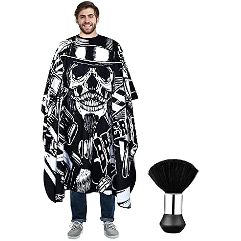 Barber Cape with Neck Duster Brush, Large Hair Cutting Cape Salon Cape with Adjustable Snap for Adults, Barber Accessories Perfect for Hair Stylists, 57 x 65 inch Black Cover