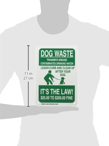 Miniatura 3 de Brady 123557 Cartel de reciclaje y medio ambiente, leyenda "Dog Waste Transmits Disease Contaminates Drinking Water Leash-Curb", 10 pulgadas de