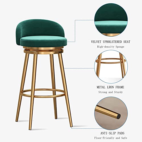 Tabourets hauts moderne rembourrés en velours vert pour table de bar - 6