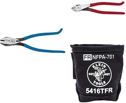 Klein Tools Kit de alicates, alicates de corte diagonal D248-9ST, cortadores laterales resistentes D2000-7CST y bolsa de herramientas de lona