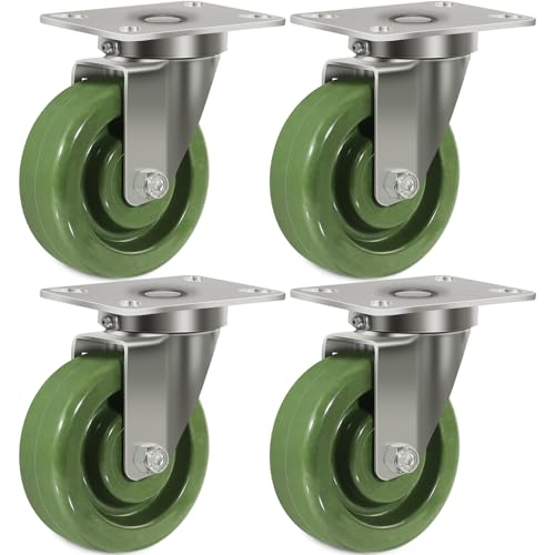HANDSAMMU 4 X1.5 Heavy Duty Casters- Stainless Steel Bracket High Temperature Oven Rack Casters, Set of 4 with up to 2800LB Capacity- Widely Used in Food Workshops, Laboratories (4 Swivel)