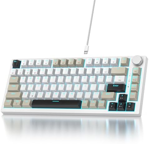 Owpkeenthy 75% Keyboard, 82 Key Gasket Mounted Mechanical Gaming,...
