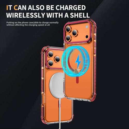 LLZ.COQUE Magnetic for iPhone 17 Pro Max Case, Compatible with Magsafe, Bumper Protective Cover, Slim Shockproof Anti-Scratch Transparent Men Women Phone Case for iPhone 17 Pro Max 6.9", Clear Red by LLZ.COQUE - Image 6