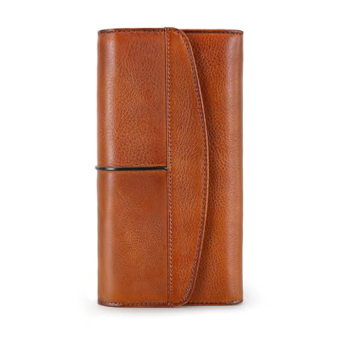 LETEULO Womens Leather Wallets Handmade Ladies Clutch Wallet Organizer Card Holder