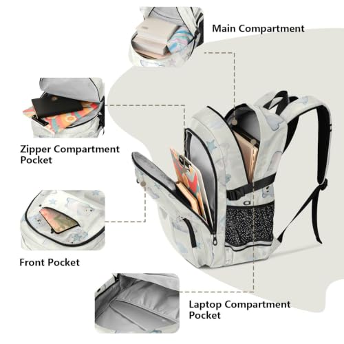 Mochila de negocios azul suave con compartimento para ordenador y diseño juvenil de oso divertido 5