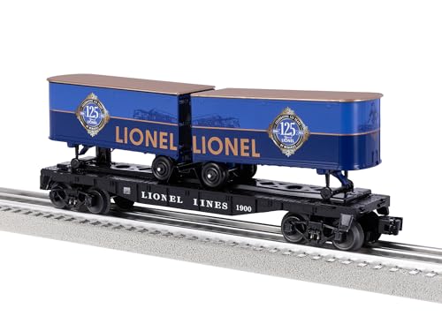 Lionel 125th Anniversary O Gauge Model Train Flatcar with Two Piggyback Trailers