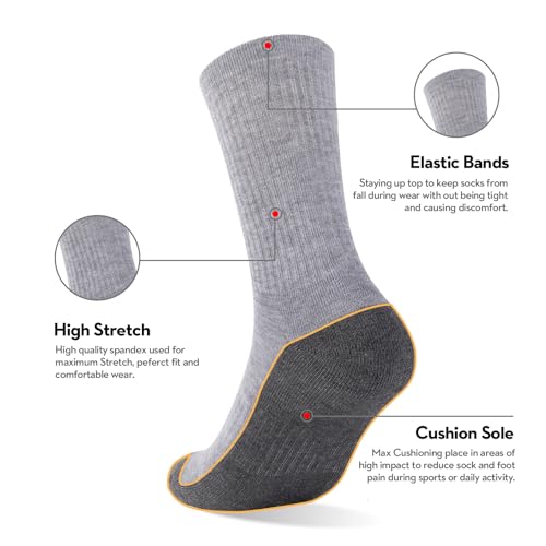 Image of Heatuff 8 Pairs Mens Cushioned Crew Socks, Moisture Wicking Athletic Work Socks