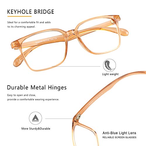 Image of Blue Light Blocking Glasses 3 Pack Square Frame Computer Gaming Reading Glasses Men Women Anti Eyestrain