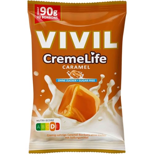 CremeLife Caramel - Bonbons au caramel onctueux sans sucre, gourmandise crémeuse et sans culpabilité - Compatible avec Vivil - 90 g