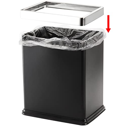 Coloch-95L-Metal-Trash-Can-with-Removable-Bag-Holder-25-Gallon-Black-Stainless-Steel-Garbage-Container-Bin-Open-Top-Wastebasket-for-Bathroom-Kitchen-Office-Hotel-Home-Use-9-x-62X-10-Inch
