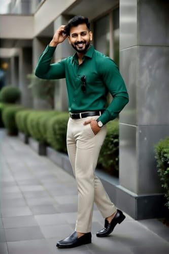 Image of Men's Formal Shirt and Trouser Combo Set | Slim Fit Stylish Office Wear | Premium Cotton Blend Shirt Pant Set for Men | Top & Bottom Clothing Set