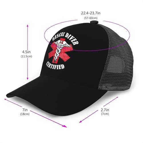 Rescue Diver Certified Unisex Mesh Baseball Caps - Classic Adjustable Hat2
