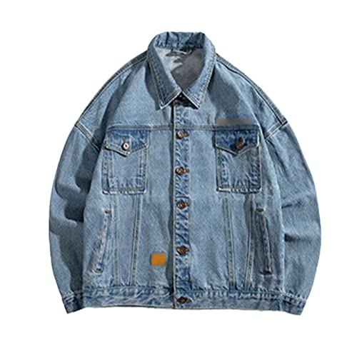 Veste en jean homme grande taille XXXL bleu blouson denim manches longues