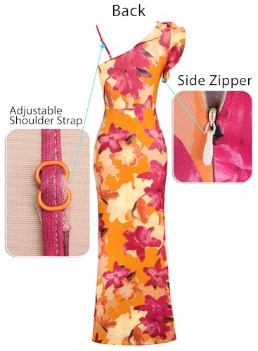 Image of VFSHOW Womens Ruffle One Shoulder Wedding Formal Prom Evening Maxi Dress