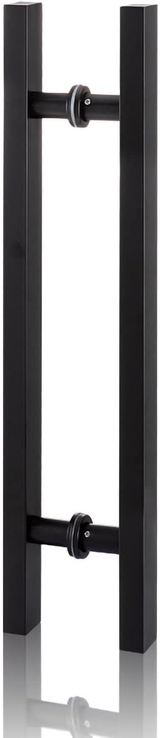 Commercial Square Entry Door Handle, Modern Steel Push Pull Door Handle for Shower Glass Sliding Door/Door/Interior Exterior Door, Include Fittings/Black/150 * 120Cm