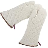 VINTORKY Ofenhandschuhe Hitzebeständige Küchenhandschuhe Großzügig mit Aufhängering Isolierte Backhandschuhe für Ofen und Mikrowelle Hitzeschutz rutschfest