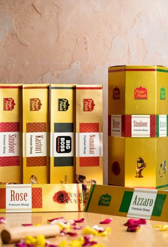 Image of Natural Fragrance Premium 6 Fragrance Drystick Dhoop for Puja, Home & Office, Meditation & Festive Fresh Vibes - Pack of 6 (Pooja Paath Azarro, Rose, Kasturi, Sindoor, Big Boss, Namaskar)