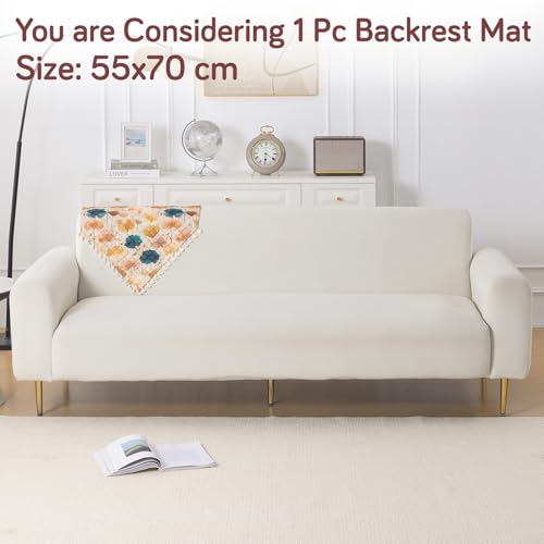 Image of HOKIPO Boho Wildflower Quilted Sofa Backrest Cover Mat| 'Tassel Twigs' Series (IN-988-T11)