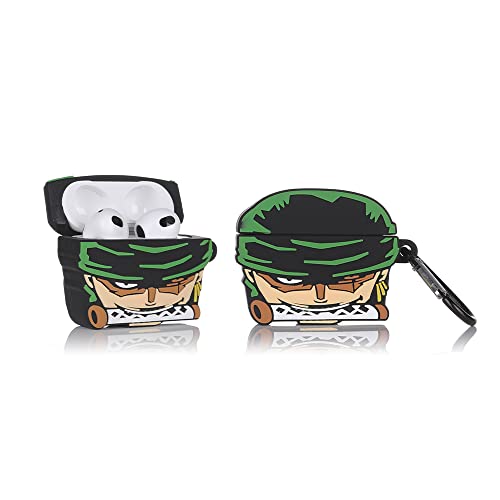 TAOCHEN Case for AirPods 3rd Generation Earbuds- Shockproof Protection Cartoon Design Cute Case Cover Compatible with AirPods 3(Fun Series)(2021 Released) (Zoro)