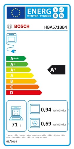 Bosch HBA571BB4 Serie 2 Einbau-Backofen, 60 x 60 cm, 71 Liter Garraum, Pyrolyse-Selbstreinigung, AutoPilot 10 Programme, 3D-Heißluft, LED Touch Control, Schwarz