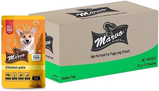 MARVO Wet Gravy Dog Food, High Protein Chicken - Chicken Pate 70 G (Pack of -15),All Life Stages