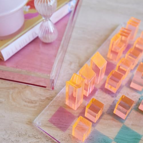 Juego de ajedrez y damas de acrílico Lucite miniatura 3