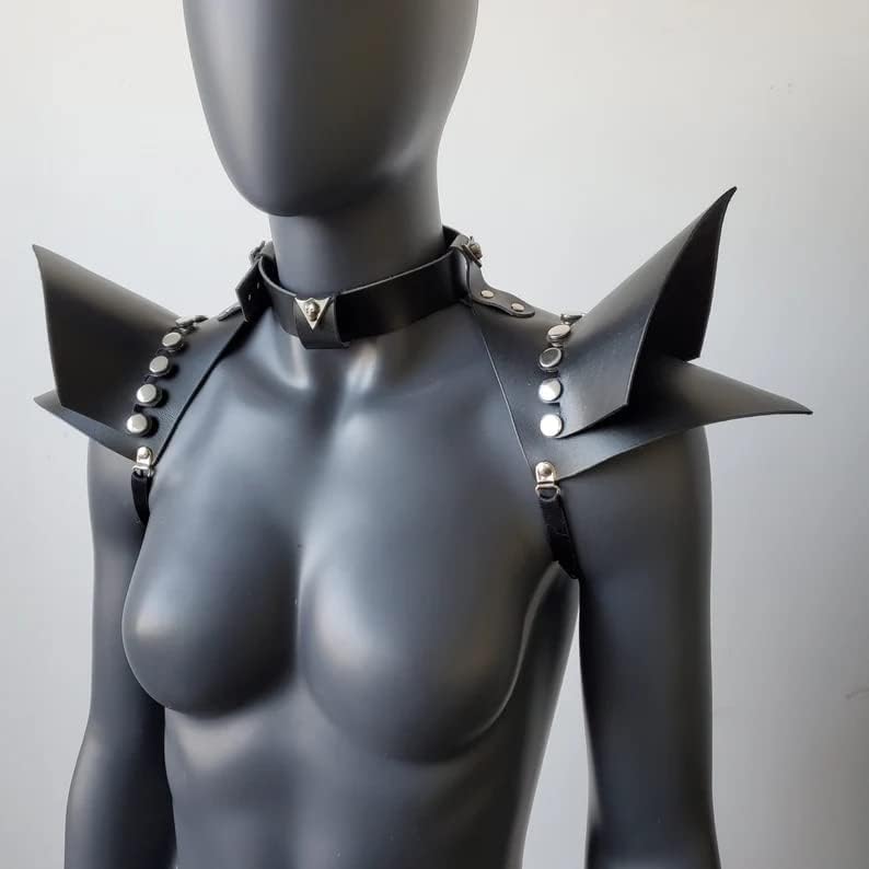 Burning Women Shoulder Harness/Leather Shoulder Armor/Shoulder Straps/Neck Armor/Shoulder Pads/Shoulder Cage/Festival Harness Unisex