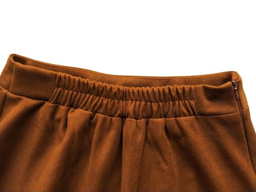 Women's High Elastic Waist Maxi Wool Skirt A-line Plaid Winter Warm Flare Long Skirt3