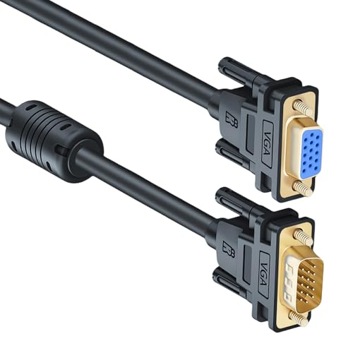VGA Cable VGA Male to Female Extension Cable with Double Ferrite Cores High Clear 1080P for Computers Projectors