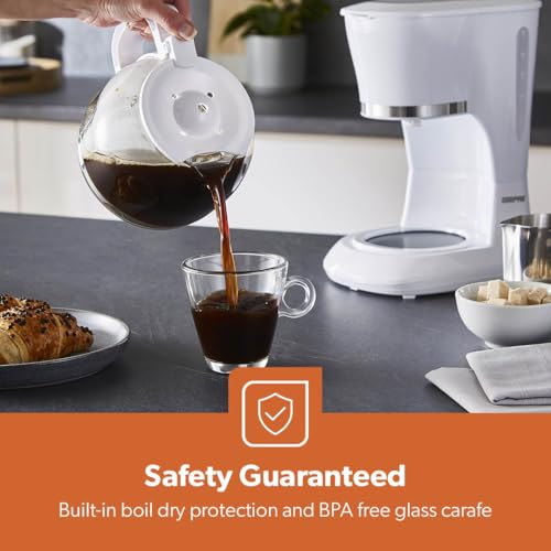 GEEPAS 1.5L Filter Coffee Machine | 800W Coffee Maker for Instant Coffee, Espresso, Macchiato & More | Boil-Dry Protection, Anti-Drip Function, Automatic Turn-Off Feature, White - Image 4