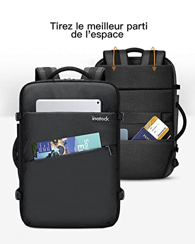 Inateck 40l Sac A Dos Voyage Cabine Sac A Dos Voyage Avion Antivol Bagage A Main A 2 Poignees Sac Ordinateur Portable 156 17 Pouces Avec Housse De Pluie Sac A Dos Homme Et Femme Noir
