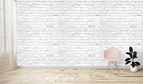 Image of DWELLSINDIA 3D Brick White Self Adhesive Wallpaper Waterproof, Scratch Resistant, Laminated 41cmx244cm
