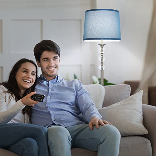 Lampshades Set Of 2, Blue Lampshades For Table Lamps, Floor Lamps, 11.6" Top X 12.6" Bottom X 9.8" High, Fabric Drum Lampshades(Spider Fitter), Modern Lampshades Replacement, Assembly Required #TOP4