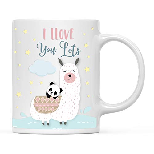 Andaz Press 11oz. Llama Alpaca Themed Funny Pun Coffee Mug Gag Gift, Colorful Boho Llama Graphic, I Llove You Llots, 1-Pack, Birthday Christmas