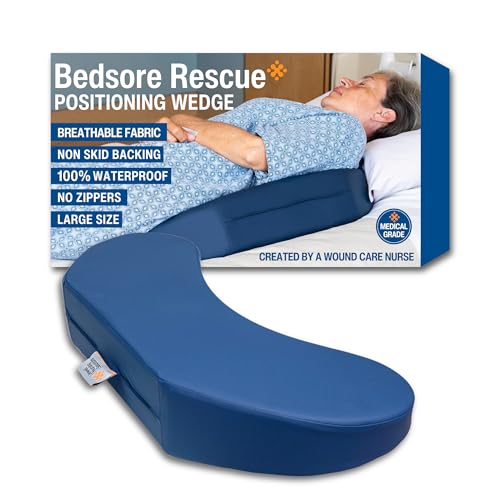 Bedsore Rescue Positioning Pillow Wedge - Tailbone, Sacrum, Buttocks - Large Size 250-400lbs - Hypoallergenic + Moisture Proof - Non-Slip Turning Wedge - Medical Grade Hospital to Home - Made in USA