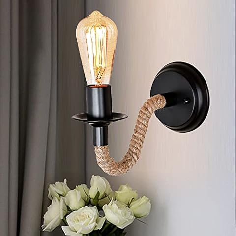 Lámpara de Pared Vintage Chao Zan con Cuerda de Cáñamo Ajustable Cover