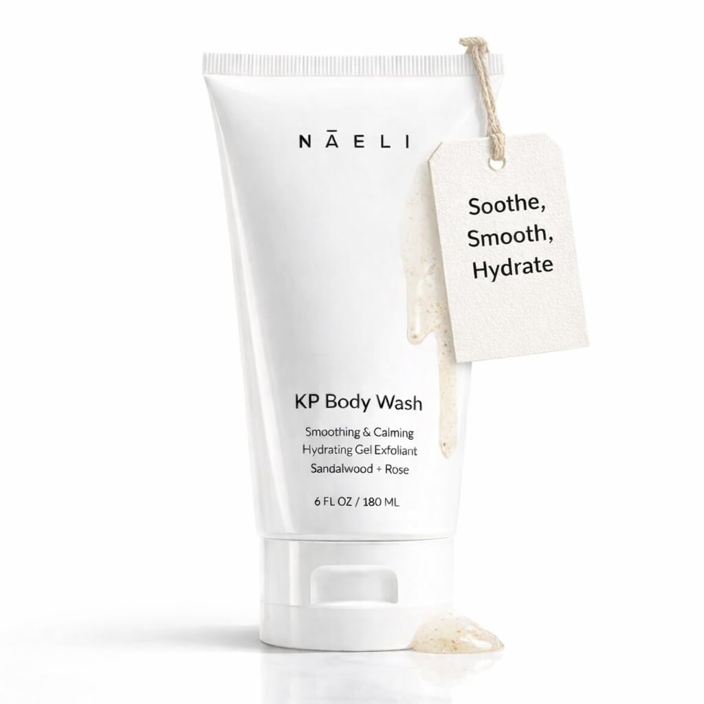 NAELI Exfoliating Body Wash with Salicylic & Glycolic Acid - Natural Keratosis Pilaris Treatment, KP Bump Eraser, Back & Butt Acne Gel - Smooths & Hydrates, 6 oz