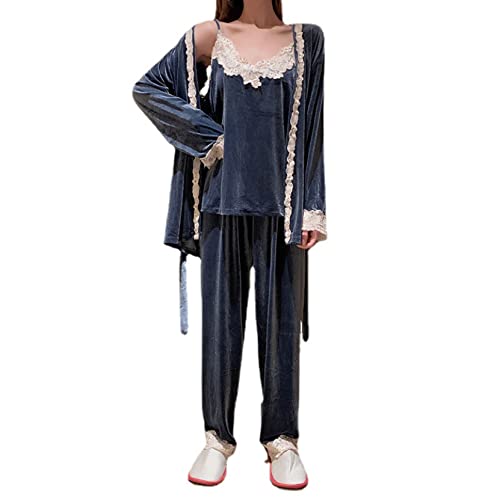 Nuisette 3 pièces en velours pyjama automne-hiver chaud pour femme