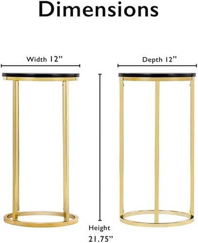 Miniatura 3 de Pemberly Row Mesa auxiliar redonda moderna de metal y madera en oro/negro