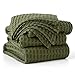 Bedsure Cooling Cotton Waffle Oversized King Blanket - Lightweight Breathable Rayon Derived from Bamboo for Hot Sleepers, Luxury Throws for Bed and Sofa, Olive Green, 120x96 Inches