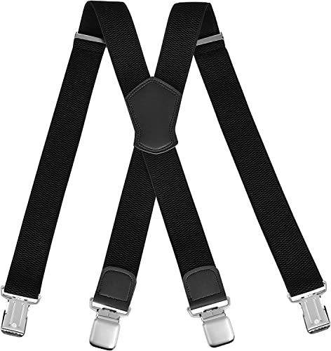 Aoowu Mens Braces, Mens Suspenders/Braces With 4 Very Strong Metal Clips, Heavy Duty Suspenders Adjustable Elastic X-Shape Trousers Braces, One Size Fits All Men And Women #TOP6