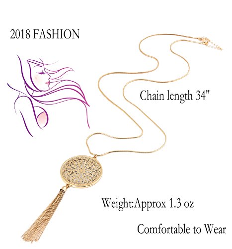 MOLOCH Long Necklaces For Woman Disk Circle Pendant Necklaces Tassel Fringe Necklace Set Statement Pendant4
