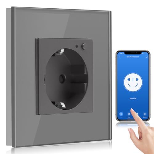 Bseed Enchufe De Pared Wifi,Schuko Enchufe Inteligente Compatible Con Alexa Y Google Home,Control De App Y Función De Temporizador,Protección De Contacto,16a Enchufe De Pared Gris