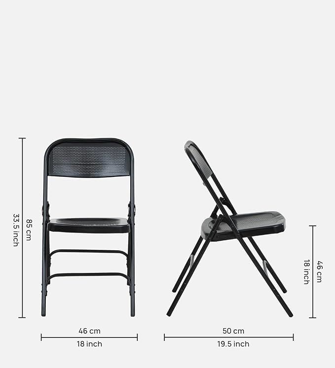 Image of AUKLI Standard Folding Metal Chair | Heavy Duty Foldable Chair for Study, Dining, Office & Outdoor Use | Compact, Portable & Durable PF-01 (Black)