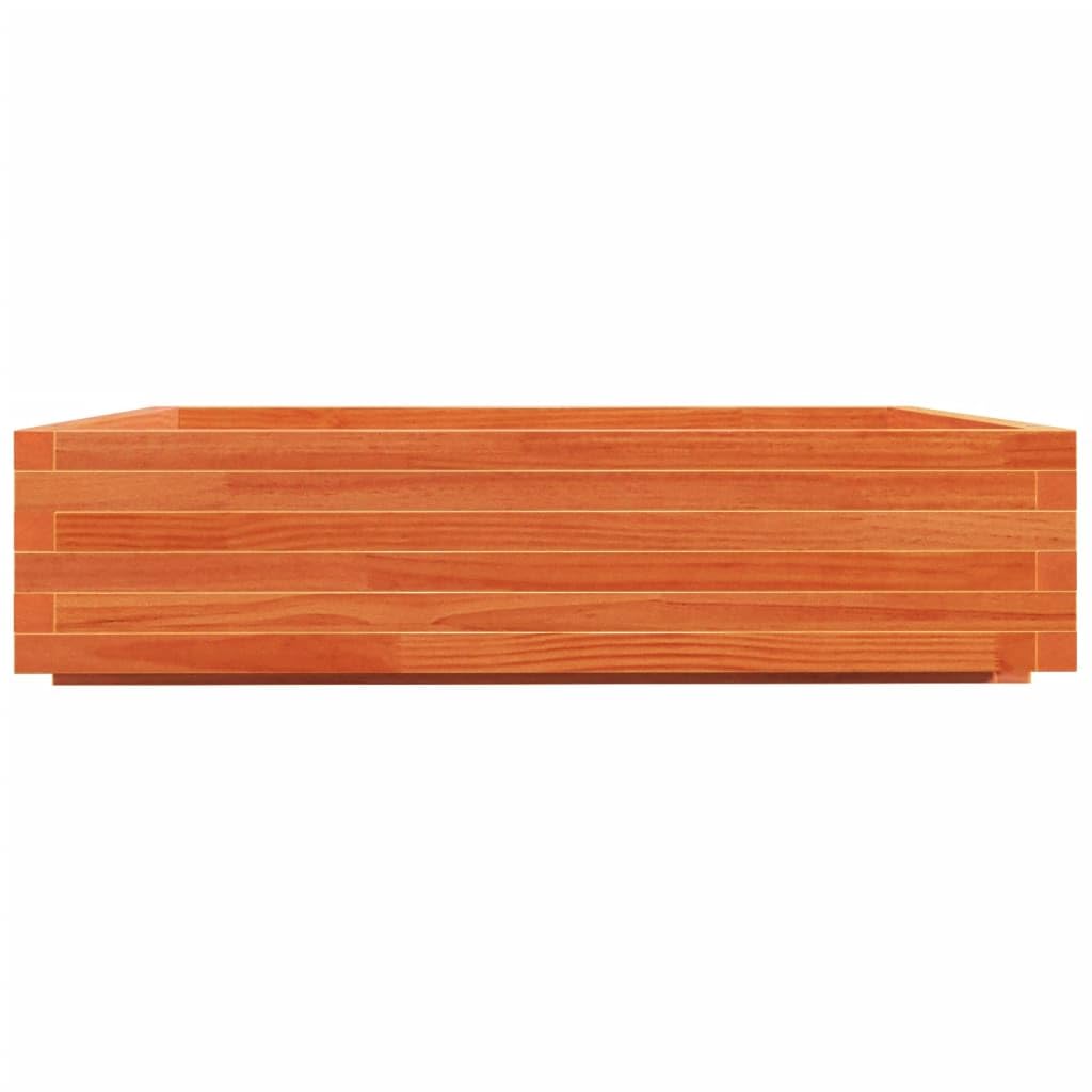 Sadzarka ogrodowa 100 x 100 x 26,5 cm z litego drewna sosnowego, brązowa doniczka na rośliny, warzywa, zioła aromatyczne, dekoracja zewnętrzna, wymagany montaż