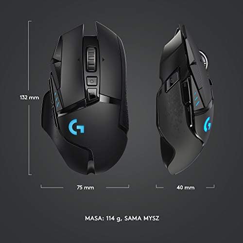Logitech G502 Lightspeed Wireless Gaming Mouse, Bezprzewodowa Mysz Do Gier Lightspeed, Pc/Mac - Czarny,910-005567