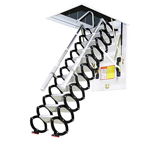 Attic Ladder With Hatch Telescopic Fold Loft Stair Pull Down Ceiling Ladders Hinge 6.56 Feet-13 Feet Custom (Hole:23.62 * 35.43Inch-Height:2.8M/9.18Ft) #TOP4
