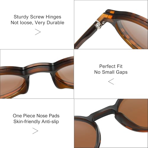 Retro Round Glasses Frame for Men Women With 3 in 1 Polarized Magnetic clip on Sunglasses Eyeglasses Optical Eyewear4