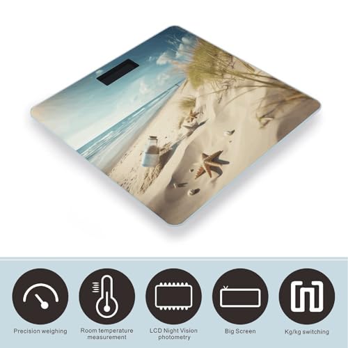 Báscula digital Beach Seaside vidrio templado para baño miniatura 3